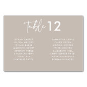 Taupeモダン手書きスクリプト名結婚の数 テーブルナンバー (裏面)