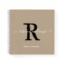 Taupeモノグラムエレガントスクリプト名イニシャル