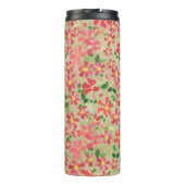 Taupe上のピンク、赤、オレンジの花の花模様のクレマチス タンブラー (裏面)