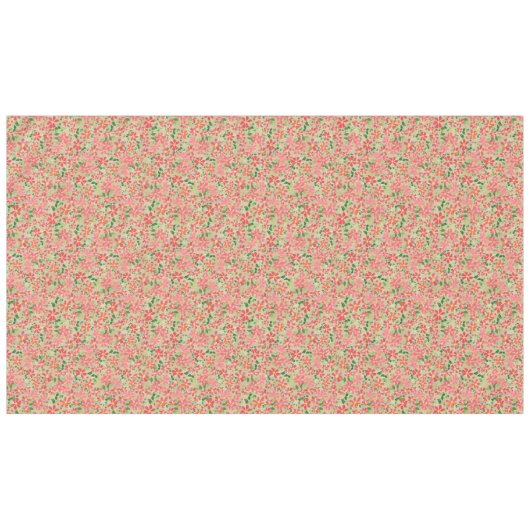 Taupe上のピンク、赤、オレンジの花の花模様のクレマチス テーブルクロス (正面(横))