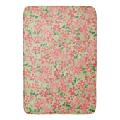 Taupe上のピンク、赤、オレンジの花の花模様のクレマチス バスマット (正面縦)