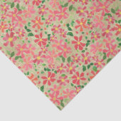 Taupe上のピンク、赤、オレンジの花の花模様のクレマチス 薄葉紙 (詳細)