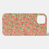 Taupe上のピンク、赤、オレンジの花の花模様のクレマチス Case-Mate iPhoneケース (裏面 (横))