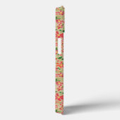 Taupe上のピンク、赤、オレンジの花の花模様のクレマチス Case-Mate iPhoneケース (裏面 / 右)