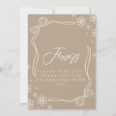 Taupe冬コケット好意テーブル記号 招待状 (裏面)