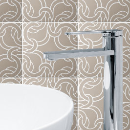 Taupe及び白ケルト結び目模様シームレス模様瓦 タイル