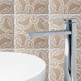 Taupe及び白ケルト結び目模様シームレス模様瓦 タイル