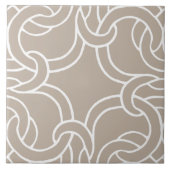 Taupe及び白ケルト結び目模様シームレス模様瓦 タイル (正面)