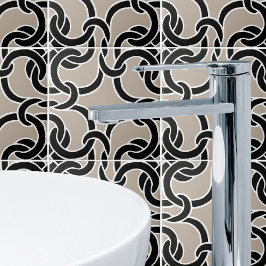 Taupe及び黒ケルト結び目模様シームレス模様瓦 タイル