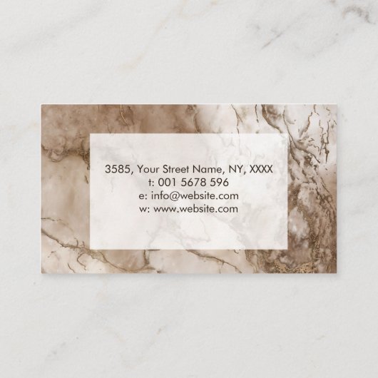 Taupe大理石および金ゴールド抽象芸術名刺 名刺 (裏面)