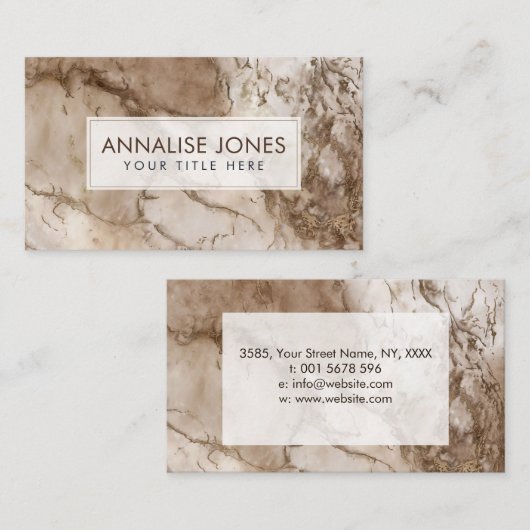 Taupe大理石および金ゴールド抽象芸術名刺 名刺 (正面/裏面)