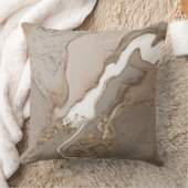 Taupe大理石および金ゴールド抽象芸術装飾用クッション クッション (ブランケット)