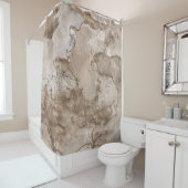 Taupe大理石および金ゴールド抽象芸術 シャワーカーテン (インサイチュ)