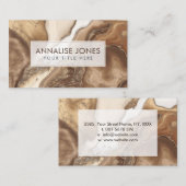 Taupe大理石および金ゴールド抽象芸術 名刺 (正面/裏面)