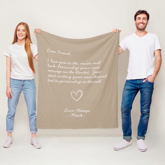 Taupe手書きメッセーパーソナライズされたジフレンド フリースブランケット (インサイチュ)