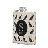 Taupe水彩黒猫モノグラムフラスコ フラスク (左)