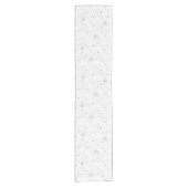 Taupe白い手描きの花をPeriwinkleに ショートテーブルランナー (正面)