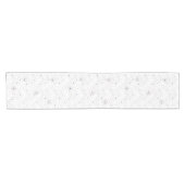 Taupe白い手描きの花をPeriwinkleに ショートテーブルランナー (横)