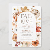 Taupe秋インラブフローラアーチカボチャ赤ちゃんシャワー 招待状 (正面)