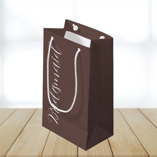 Taupe結婚の花嫁付き定型化スクリプト スモールペーパーバッグ