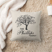 Taupe背景の編集可能なファミリーツリー クッション (ブランケット)