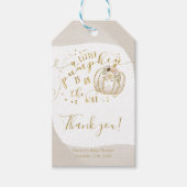 Taupe金ゴールドカボチャ秋ベビーシャワーサンキュー ギフトタグ (正面)