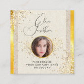 Taupe金ゴールド書道ソーシャルメディアQRコード写真 スクエア名刺 (正面)