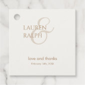 Taupe & アイボリーカップルMonogramありがとう フェイバータグ (正面)