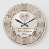 Taupe、シャンパンアイボリー結婚、の壁時計 ラージ壁時計 (正面)