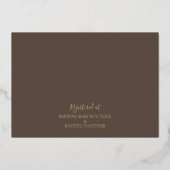 Taupe & モダン金ゴールド牡丹トイレベビーシャワー 箔招待状 (裏面)