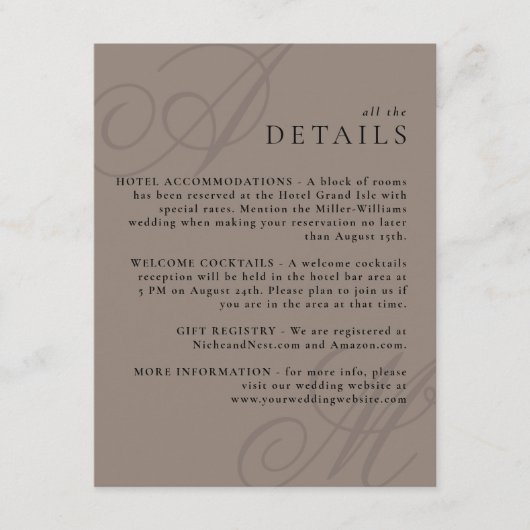 Taupe モダン Edgeモノグラエレガントム詳細 エンクロージャーカード (正面)