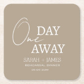 Taupe モダン One Dayリハ遠くにーサル結婚ディナー スクエアペーパーコースター (正面)