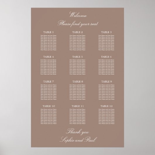 Taupe 12表結婚座図ポスター ポスター (正面)