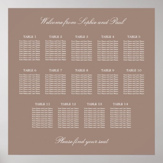 Taupe 14表結婚座図ポスター ポスター (正面)