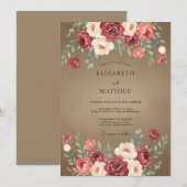 Taupe Alluring Autumnal Wedding 招待状 (正面/裏面)