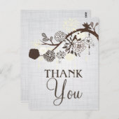 Taupe and Cream Flowers Rusticありがとうはがき ポストカード (正面/裏面)