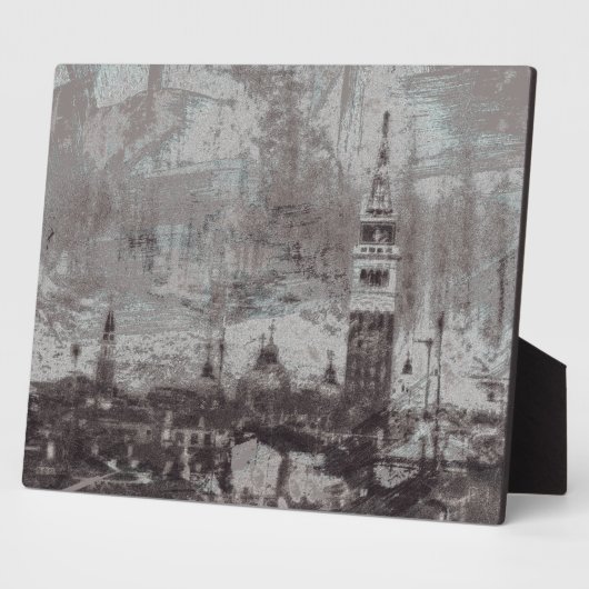 Taupe and Cyan 動揺して Skyline Veniceイタリア・アート フォトプラーク (側面)