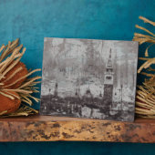 Taupe and Cyan 動揺して Skyline Veniceイタリア・アート フォトプラーク (側面)