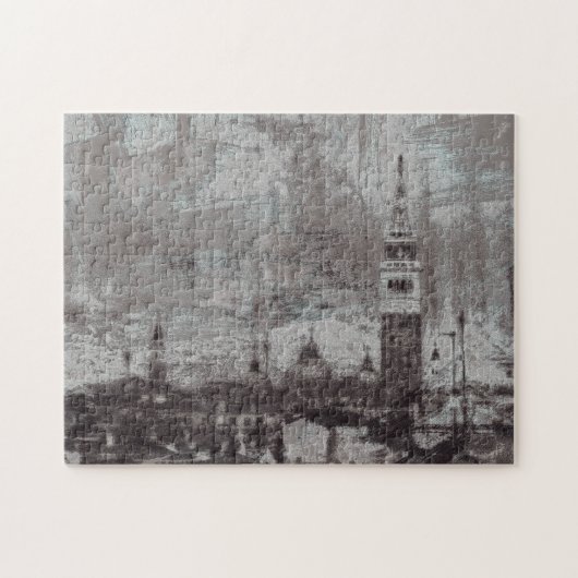 Taupe and Cyan 動揺して Skyline Venice Italy ジグソーパズル (横)