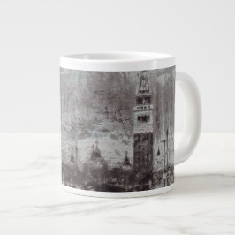 Taupe and Cyan 動揺して Skyline Venice Italy ジャンボコーヒーマグカップ