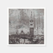 Taupe and Cyan 動揺して Skyline Venice Italy スタンダードカクテルナプキン (正面)