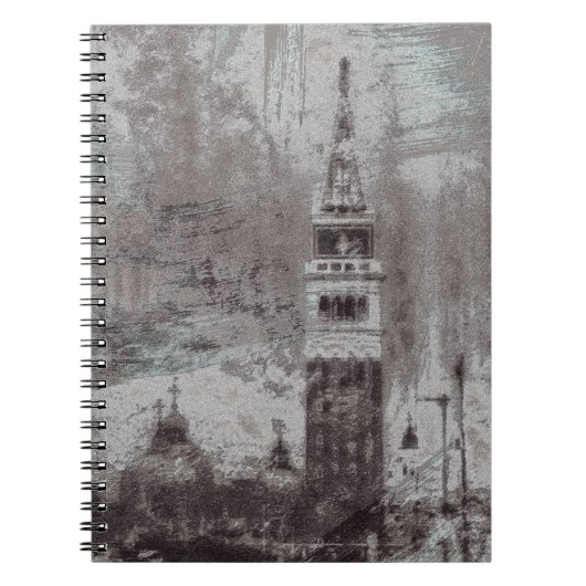 Taupe and Cyan 動揺して Skyline Venice Italy ノートブック (正面)