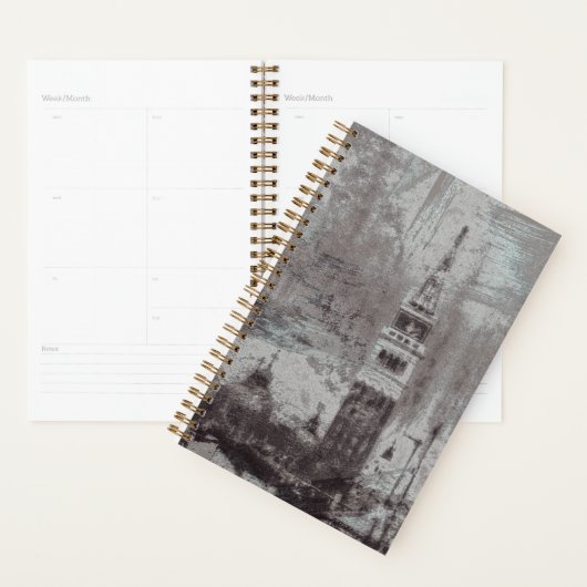 Taupe and Cyan 動揺して Skyline Venice Italy プランナー手帳 (ディスプレー)