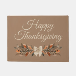 Taupe and Ivory “Happy Thanksgiving” Doormat ドアマット