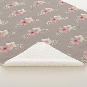 Taupe and Pink Floral シェルパブランケット (3/4)