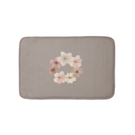 Taupe and Pink Floral Bath Mat | Elegant Bathroom  バスマット