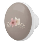Taupe and Pink Floral Ceramic Drawer Pull セラミックノブ (右)