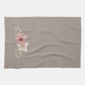 Taupe and Pink Floral Kitchen Towel | Elegant Home キッチンタオル (横)
