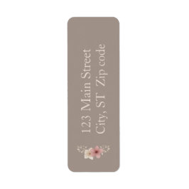 Taupe and Pink Floral Return Address Labels ラベル
