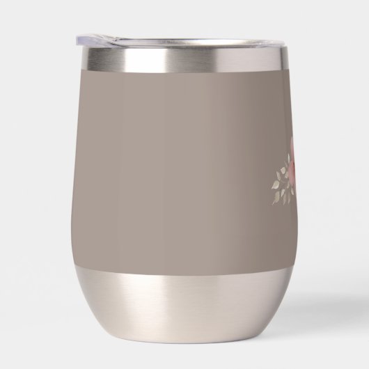 Taupe and Pink Floral Stainless Wine Glass (右面)